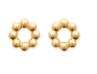 BOUCLES D OREILLES Femme PLAQUE OR ANNEAU BOULES