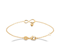 Charger l&#39;image dans la galerie, BRACELET Dame infini + pampille  coeur PLAQUE OR
