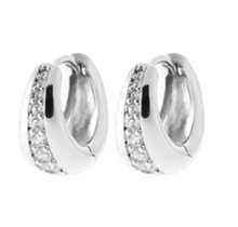 Charger l&#39;image dans la galerie, BOUCLES D&#39;OREILLES Dame créoles empierrées ARGENT

