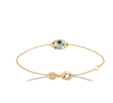 Charger l&#39;image dans la galerie, BRACELET Dame avec zirconium Bleu et Blanc PLAQUE OR
