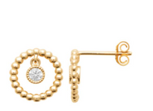 Charger l&#39;image dans la galerie, BOUCLES D&#39;OREILLES Dame clous forme ronde empierrée  PLAQUE  OR
