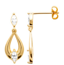 Charger l&#39;image dans la galerie, BOUCLES D&#39;OREILLES Dame pendantes empierrées  PLAQUE  OR
