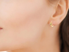 Charger l&#39;image dans la galerie, BOUCLES DOREILLES Dame Créoles empierrées multicolores PLAQUE OR
