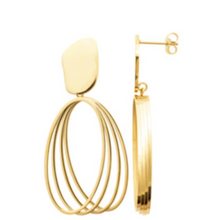 Charger l&#39;image dans la galerie, BOUCLES D&#39;OREILLES Dame pendentifs 3 ovales ACIER DORE INOXYDABLE
