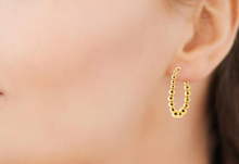 Charger l&#39;image dans la galerie, BOUCLES D&#39;OREILLES Dame Créoles ovales boules ACIER DORE INOXYDABLE
