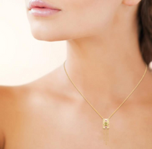 Charger l&#39;image dans la galerie, COLLIER Dame pendentif rectangle avec oxydes multicolores PLAQUE OR
