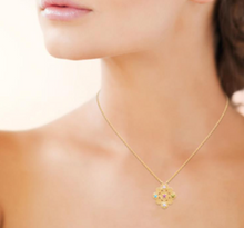 Charger l&#39;image dans la galerie, COLLIER Dame pendentif losange avec oxydes multicolores PLAQUE OR
