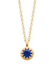 Charger l&#39;image dans la galerie, COLLIER Dame pendentif rond avec cristal bleu ou blanc PLAQUE OR
