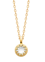 Charger l&#39;image dans la galerie, COLLIER Dame pendentif rond avec cristal bleu ou blanc PLAQUE OR
