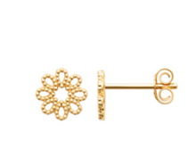 Charger l&#39;image dans la galerie, BOUCLES D OREILLES Femme FLEUR PLAQUE OR
