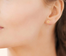 Charger l&#39;image dans la galerie, BOUCLES D OREILLES Femme FLEUR PLAQUE OR
