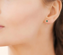 Charger l&#39;image dans la galerie, BOUCLES D OREILLES Femme ARGENT RHODIE OXYDE VERT
