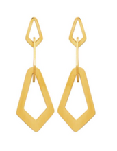 Charger l&#39;image dans la galerie, BOUCLES D&#39;OREILLES Dame pendantes forme géométrique ACIER doré ou argenté
