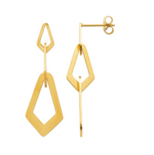 Charger l&#39;image dans la galerie, BOUCLES D&#39;OREILLES Dame pendantes forme géométrique ACIER doré ou argenté
