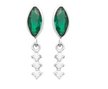 Charger l&#39;image dans la galerie, BOUCLES D&#39;OREILLES Dame oxyde vert pendantes ARGENT
