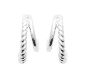 BOUCLES D'OREILLES Dame double créoles ARGENT