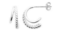 Charger l&#39;image dans la galerie, BOUCLES D&#39;OREILLES Dame double créoles ARGENT
