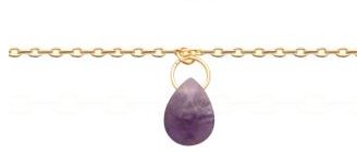 BRACELT DAME PLAQUE OR 750/1000° PIERRE NATURELLE AMETHYSTE