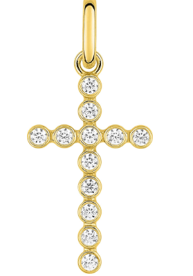 PENDENTIF Dame Croix OXYDES DE ZIRCONIUM OR JAUNE