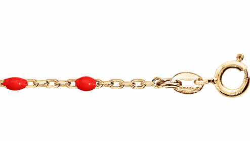 BRACELET Dame ARGENT Doré + RESINE Rouge