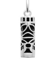 Charger l&#39;image dans la galerie, PENDENTIF Unisexe TRIBAL TIKI GROS MODELE  ARGENT925/1000° IMITATION ONYX
