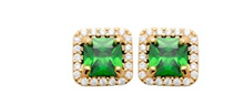 Charger l&#39;image dans la galerie, BOUCLES D OREILLES Femme PLAQUE OR oz vert et blancs
