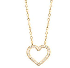 COLLIER Dame  motif coeur + strass PLAQUE OR