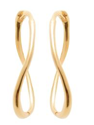 BOUCLES D'OREILLES Dame créoles ondulées PLAQUE OR