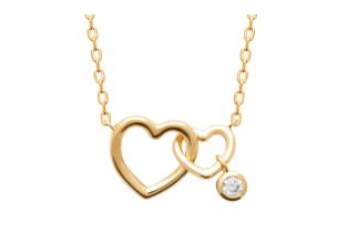 COLLIER Dame coeurs et oxyde  PLAQUE OR