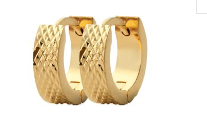 BOUCLES D'OREILLES Dame Créoles 12 mm PLAQUE OR