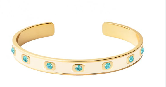 BRACELET Dame demi-jonc laué beige et oxydes bleus BANGLE-UP BUP21-GES-BAO49