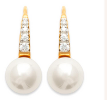 Charger l&#39;image dans la galerie, BOUCLES D&#39;OREILLES Dame Dormeuse perles imitation PLAQUE OR
