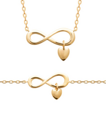 Charger l&#39;image dans la galerie, BRACELET Dame infini + pampille  coeur PLAQUE OR
