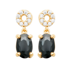 Charger l&#39;image dans la galerie, BOUCLE D OREILLE Femme PLAQUE OR OXYDES BLANCS ET NOIR
