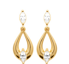 Charger l&#39;image dans la galerie, BOUCLES D&#39;OREILLES Dame pendantes empierrées  PLAQUE  OR
