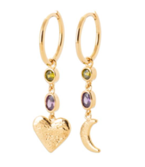 BOUCLES DOREILLES Dame Créoles et pendentifs empierrés PLAQUE OR