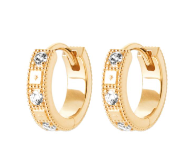 BOUCLES DOREILLES Dame Créoles larges empierrées  PLAQUE OR