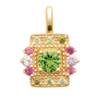 COLLIER PENDENTIF Dame empierré multicolore PLAQUE OR