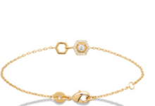 Charger l&#39;image dans la galerie, BRACELET Dame motif hexagonal empierré PLAQUE OR
