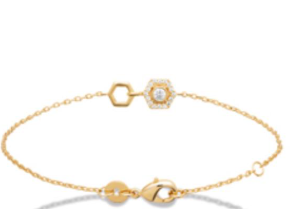 BRACELET Dame motif hexagonal empierré PLAQUE OR