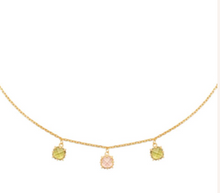Charger l&#39;image dans la galerie, COLLIER Dame  pendentiFs oxydes vers et roses PLAQUE OR
