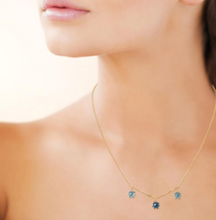 Charger l&#39;image dans la galerie, COLLIER Dame  pendentifs oxydes bleus PLAQUE OR
