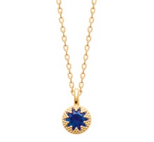 Charger l&#39;image dans la galerie, COLLIER Dame pendentif rond avec cristal bleu ou blanc PLAQUE OR
