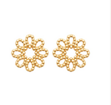 Charger l&#39;image dans la galerie, BOUCLES D OREILLES Femme FLEUR PLAQUE OR
