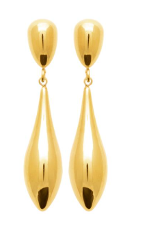 BOUCLES D'OREILLES Dame pendentifs FORME GOUTTE ACIER DORE INOXYDABLE