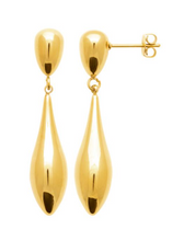 Charger l&#39;image dans la galerie, BOUCLES D&#39;OREILLES Dame pendentifs FORME GOUTTE ACIER DORE INOXYDABLE
