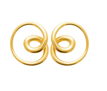 Charger l&#39;image dans la galerie, BOUCLES D&#39;OREILLES Dame pendantes FORME VOLUTE ACIER DORE INOXYDABLE
