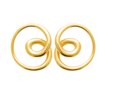 BOUCLES D'OREILLES Dame pendantes FORME VOLUTE ACIER DORE INOXYDABLE