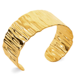 JONC ouvert Femme ACIER DORE martelé