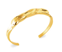 Charger l&#39;image dans la galerie, JONC ouvert Femme ACIER DORE motif  martelé
